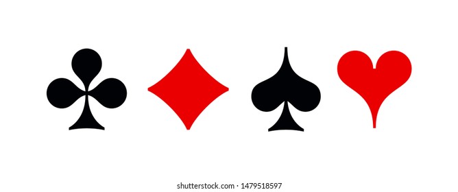 Set shape diamonds, clovers, hearts, spades 4 Playing card suits icons template black and red color editable. Playing card suit symbol pictogram for web design mobile app, isolated on white background