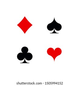 Set shape diamonds, clovers, hearts, spades 4 Playing card suits icons template black and red color editable. Playing card suit symbol pictogram for web design mobile app, isolated on white background