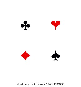 Set shape diamonds, clovers, hearts, spades 4 Playing card suits icons template black and red color editable. Playing card suit symbol pictogram for web design mobile app, isolated on white background