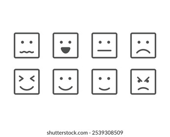 Conjunto de emoticonos de forma con diferentes emociones Vector de diseño sobre fondo transparente