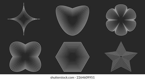 set of shape line wave shadow element vector