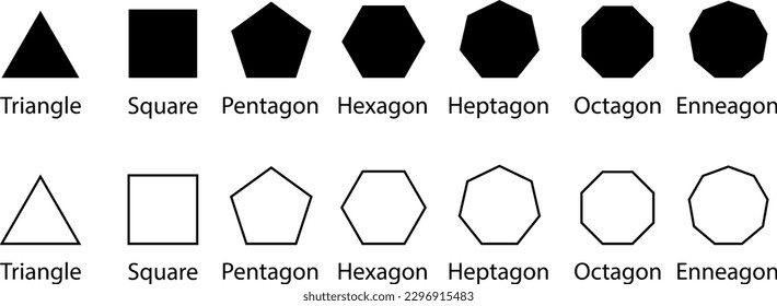 set of shape vector illustration ,outline and silhouette.collection of geometric Shapes.
