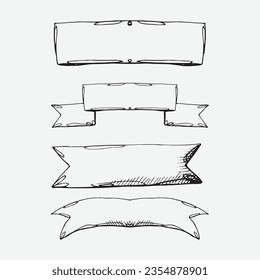 Set of Shape vintage ribbon banners