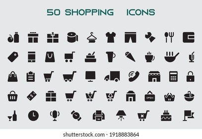 set of shaped business icons for shopping