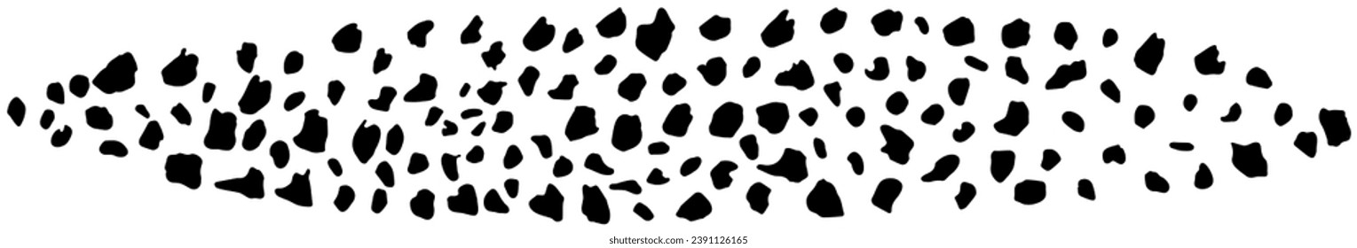 A set of shapeless, round and oval spots. Spotted vector brush isolated on transparent background. Grunge design element. Leopard pattern