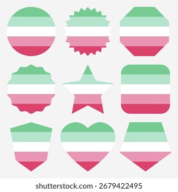Set of shapes with Abrosexual pride flag colors.Vector illustration.LGBTQ+ community.