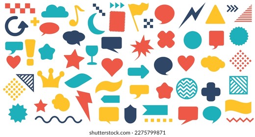 Set of shapes Colorful Vector. Isolated on white background. Collection in modern simple flat design