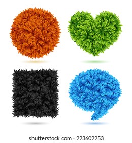 Set of shapes made of leaves. Vector illustration.