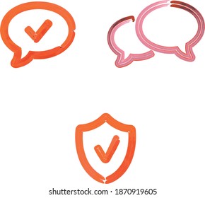 Set of shapes, shield, clouds in watercolor fills for design postcards or brochures. EPS10 vector.