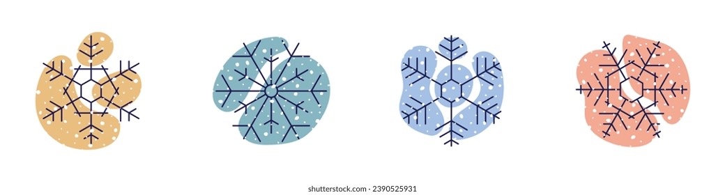 Set of shapes with snowflakes, winter background, vector design