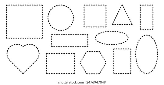 Set of shapes with wiggly borders.Empty text boxes, banners templates, photo frames. Forms with wavy edge. Vector illustration
