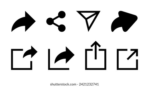 Set of share button icon in trendy style. Several forms of share buttons on social media