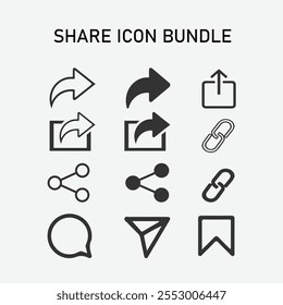 Set of share button icon in trendy style. Several forms of share buttons on social media