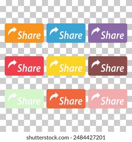 Set of Share click button icon, modern web sign, internet vector illustration .