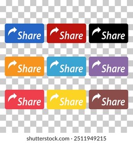Conjunto de Compartilhar clique no ícone do botão, sinal web moderno, ilustração vetor da internet.