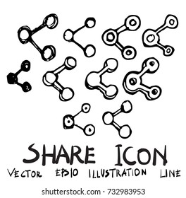 Conjunto de ilustración de doodle de Compartir Dibujado a mano Línea de boceto Vector