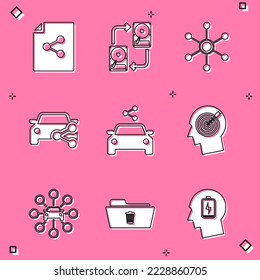 Set Share file, Data exchange with hhd, Network, Car sharing, and Head hunting concept icon. Vector