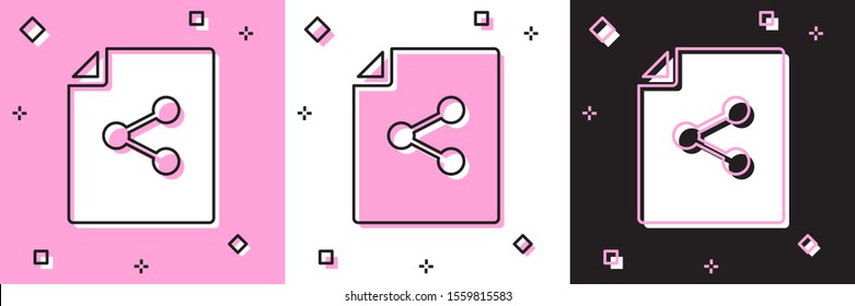 Set Share file icon isolated on pink and white, black background. File sharing. File transfer sign.  Vector Illustration