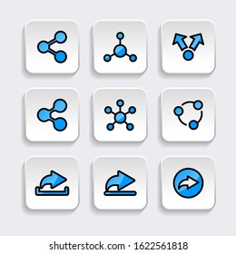 Set of share icon with trendy filled line style icon for web, logo, app, UI design. isolated on white background. vector illustration eps 10