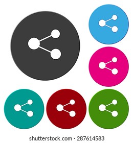 set of share icons isolated on a white background