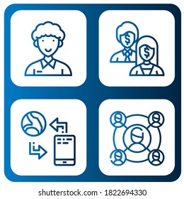 Conjunto de iconos de recurso compartido. Como Comunidad, Accionista, Comunicación, Conexión, iconos de acciones