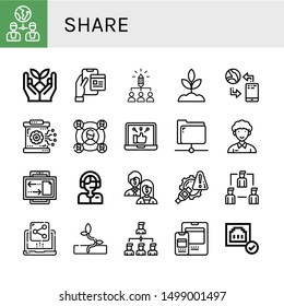 Set of share icons such as Connection, Sprout, Interface, Share, Communication, Database, Social network, Community, Commentator, Shareholder, Connectivity, Connected , share