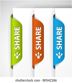 Set of share Labels / Stickers on the edge of the (web) page