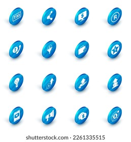 Set Share, Speech bubble with dollar, Registered Trademark, Telephone handset and speech chat, Light bulb, Lead management, Star and Briefcase money icon. Vector