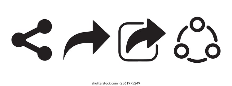 Set of share vector icon. Arrow symbol. button connection illustration sign collection.Vector EPS 10