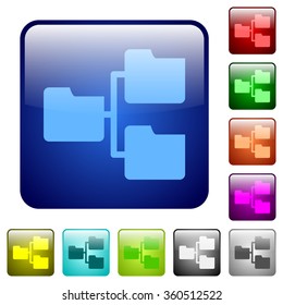 Set of shared folders color glass rounded square buttons