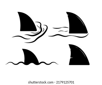 Set of shark fin logo icon illustration