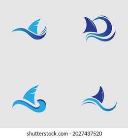 conjunto de la plantilla del logotipo de aleta de tiburón diseño de la ilustración del icono del vector en el fondo gris