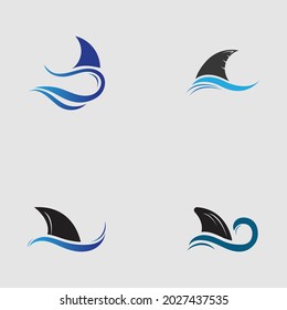 set of Shark fin logo template vector icon illustration design on the gray background