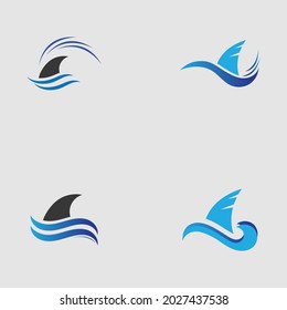 set of Shark fin logo template vector icon illustration design on the gray background