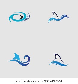 conjunto de la plantilla del logotipo de aleta de tiburón diseño de la ilustración del icono del vector en el fondo gris