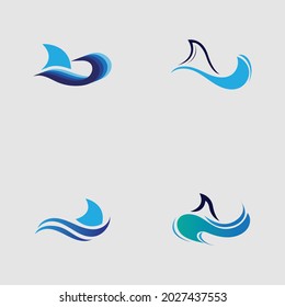 set of Shark fin logo template vector icon illustration design on the gray background