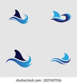 set of Shark fin logo template vector icon illustration design on the gray background