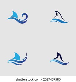 set of Shark fin logo template vector icon illustration design on the gray background