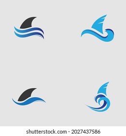 set of Shark fin logo template vector icon illustration design on the gray background