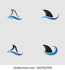 set of Shark fin logo template vector icon illustration design on the gray background