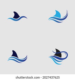 set of Shark fin logo template vector icon illustration design on the gray background