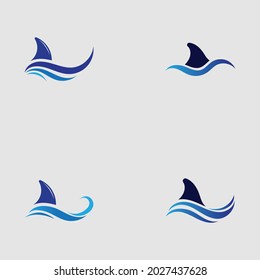 set of Shark fin logo template vector icon illustration design on the gray background