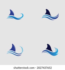 set of Shark fin logo template vector icon illustration design on the gray background