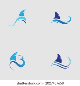 set of Shark fin logo template vector icon illustration design on the gray background