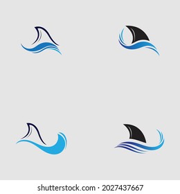 set of Shark fin logo template vector icon illustration design on the gray background