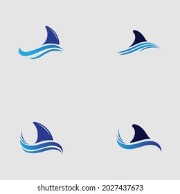 set of Shark fin logo template vector icon illustration design on the gray background