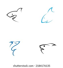 set of Shark illustration Logo Template Vector