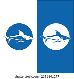 set of shark logo vector design. Wild Fish Vector Illustration, logo for emblem, badge, and brand company