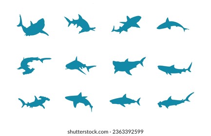 set of shark logo vector icon