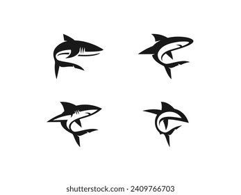set of shark logo vector icon illustration, logo template